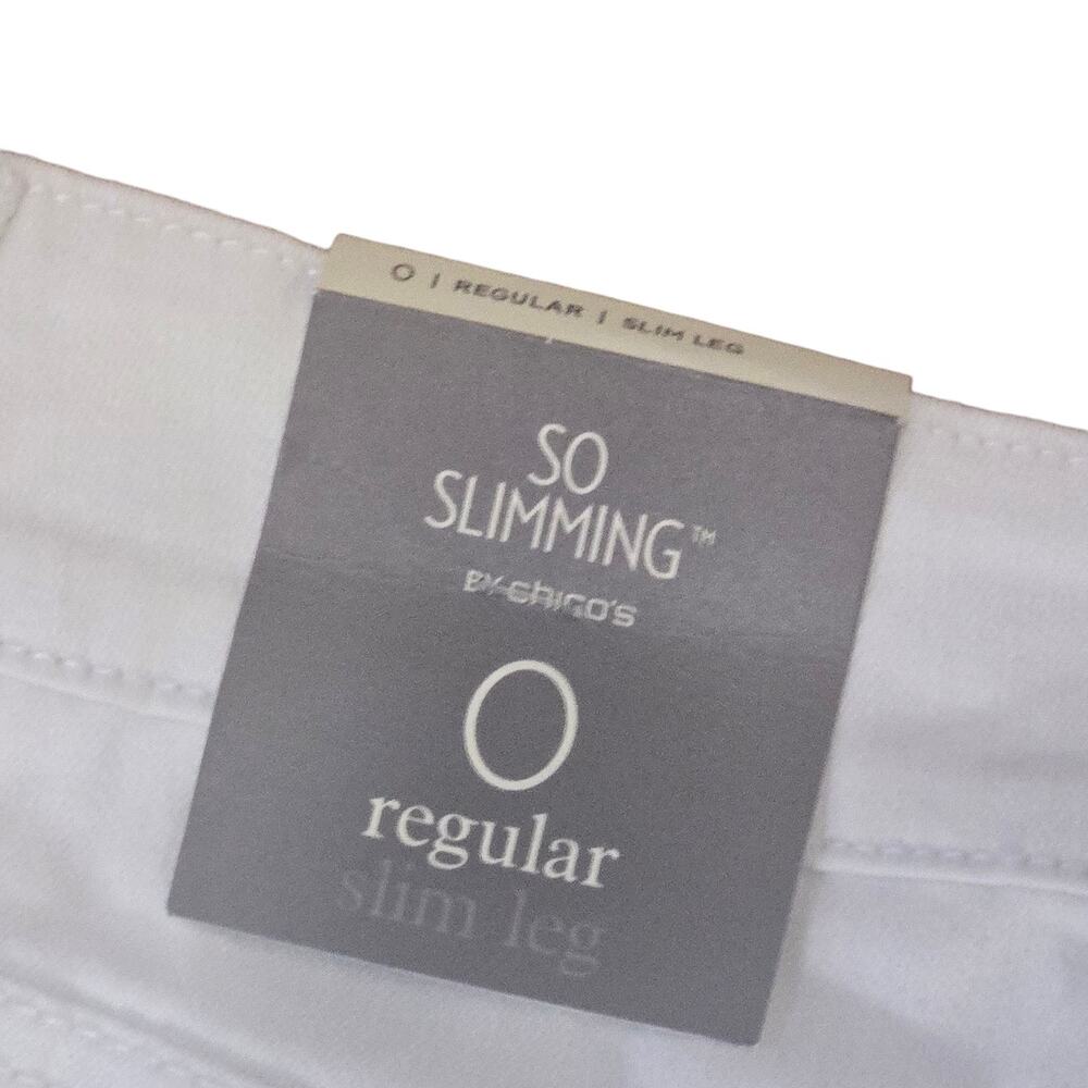 Chico’s So Slimming Slim Straight Leg Jeans White Stretch 0 Size 4 Small NWT - Picture 6 of 12